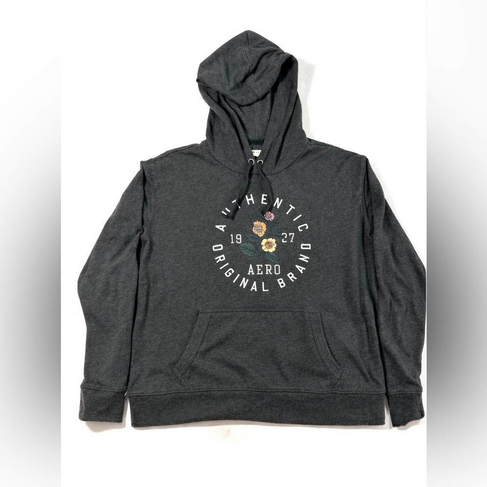 Aeropostale Fleece Hoodie Sweatshirt Gray Womens Sz XL Pullover Embroidered - Picture 2 of 11